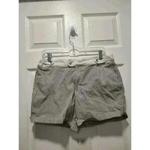 SOLID & STRIPED Swim Shorts‎ Womens L 4" Lined Bottoms Blue Stripes Black Beach